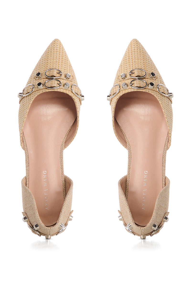 AZALEA WANG AELLA TAN WOVEN BALLET FLAT