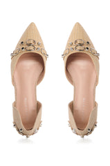 AZALEA WANG AELLA TAN WOVEN BALLET FLAT
