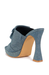 AZALEA WANG AGATHA DENIM CHUNKY SANDAL