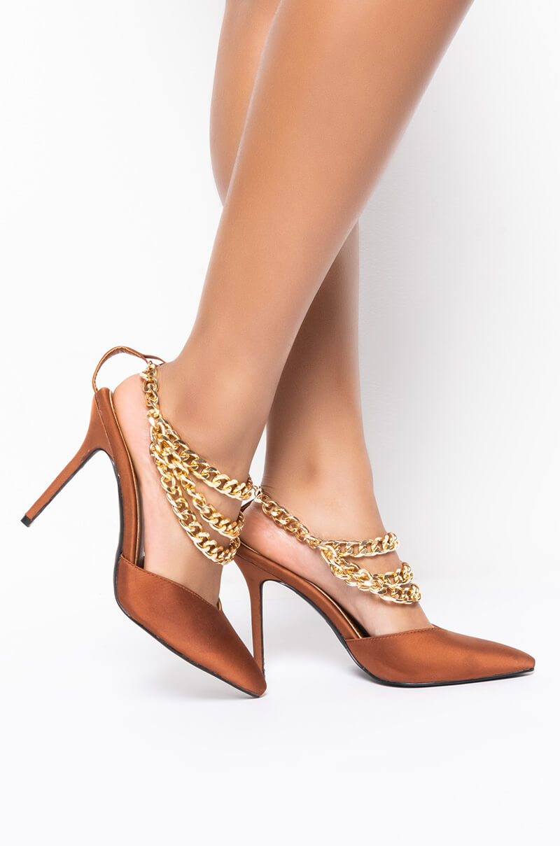 AZALEA WANG ALWAYS LATE STILETTO PUMP IN BROWN