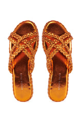 AZALEA WANG AMMON ORANGE METALLIC BRAIDED SANDAL
