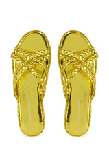 AZALEA WANG AMMON YELLOW METALLIC BRAIDED SANDAL