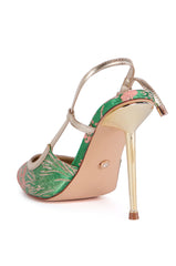AZALEA WANG BLORANGE GREEN BROCADE PUMP