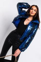 AZALEA WANG BLUE PARK SNAKE PUFFER JACKET