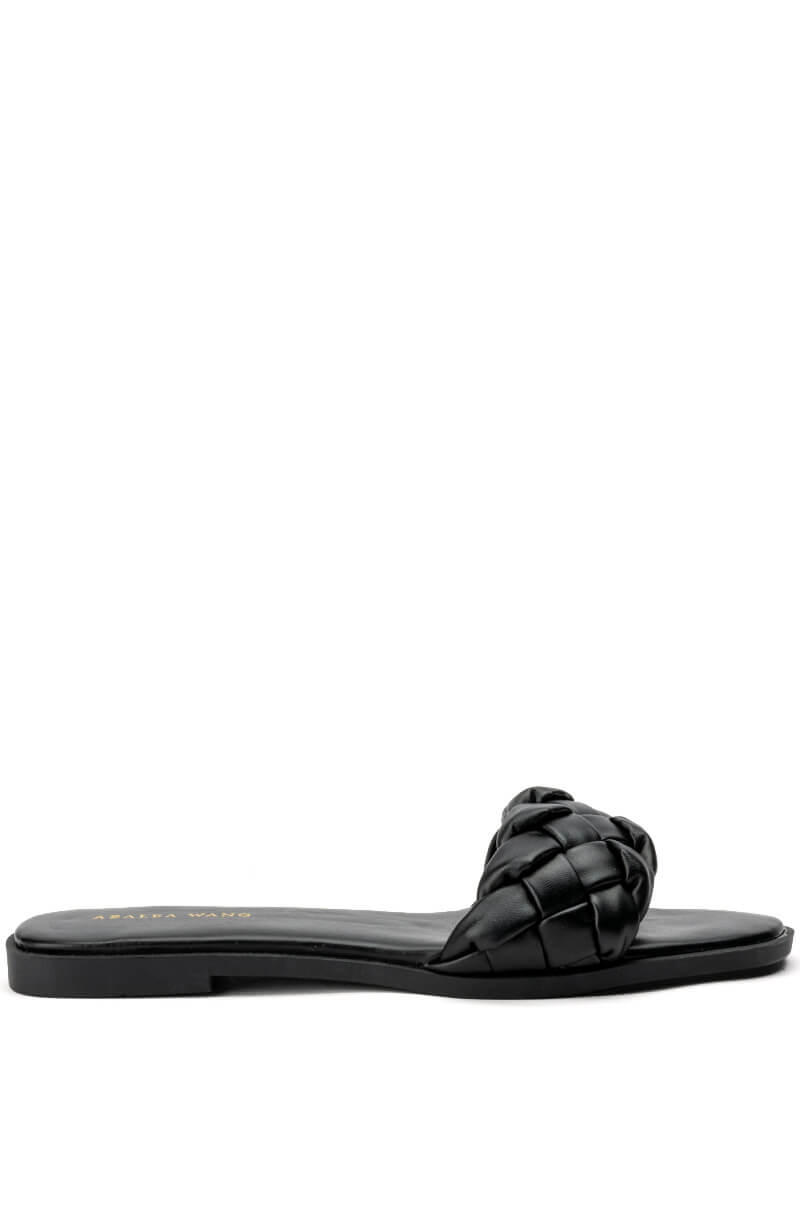 AZALEA WANG BODEGA BRAIDED FLAT SANDAL IN BLACK
