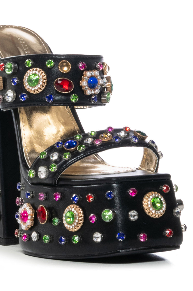 AZALEA WANG BREEZE EMBELLISHED SANDAL IN BLACK