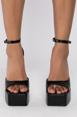 AZALEA WANG CATCH FLIGHTS NOT FEELINGS STILETTO SANDAL IN BLACK
