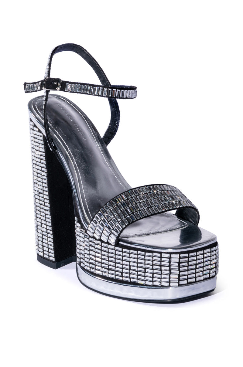 AZALEA WANG CATRIONA CHUNKY EMBELLISHED SANDAL IN SILVER