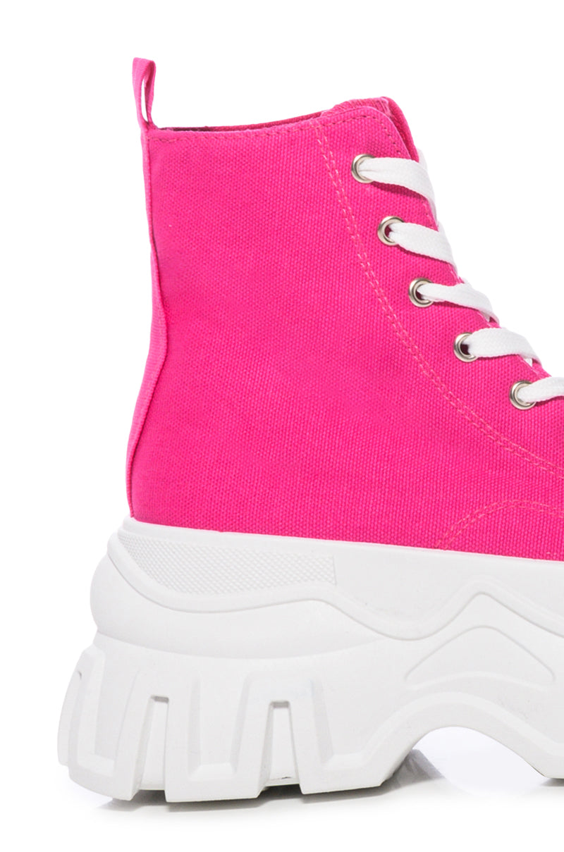 AZALEA WANG CHANEY HIGH TOP SNEAKER IN FUCHSIA