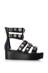AZALEA WANG CILLIAN BLACK EMBELLISHED GLADIATOR SANDAL