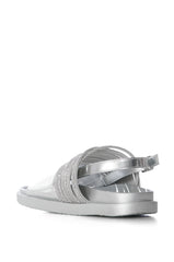 AZALEA WANG HILAIRE SILVER DIAMOND ROPE EMBELLISHED SANDAL