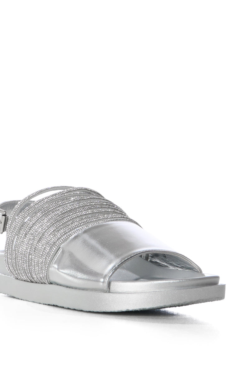 AZALEA WANG HILAIRE SILVER DIAMOND ROPE EMBELLISHED SANDAL