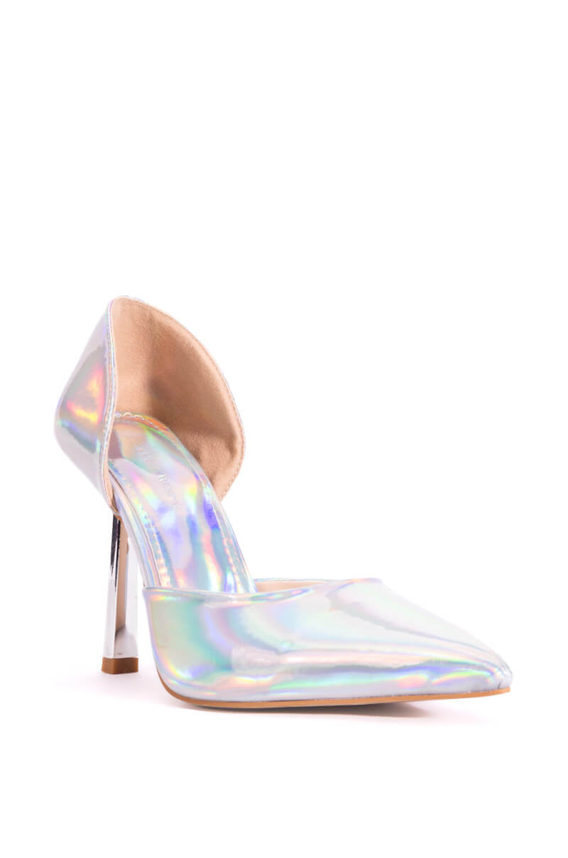 AZALEA WANG JUNO METALLIC STILETTO PUMP IN SILVER