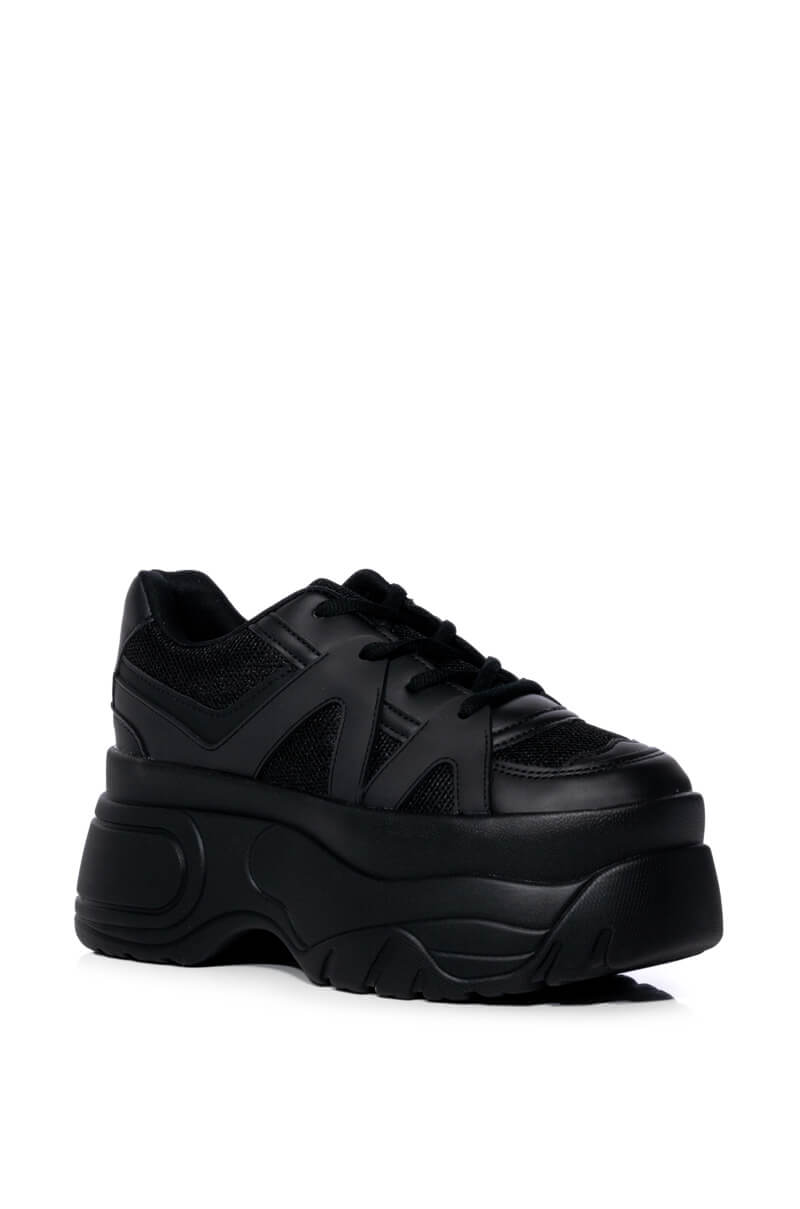 AZALEA WANG JUTTA FLATFORM SNEAKER IN BLACK
