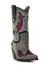 AZALEA WANG KAITLAND MULTI RHINESTONE WESTERN BOOTIE