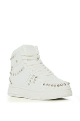 AZALEA WANG NIMBUS WHITE EMBELLISHED HIGH TOP SNEAKER