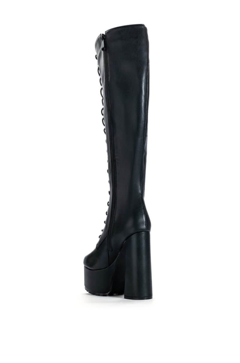 AZALEA WANG PRECIOUS CHUNKY LACE UP BOOT IN BLACK