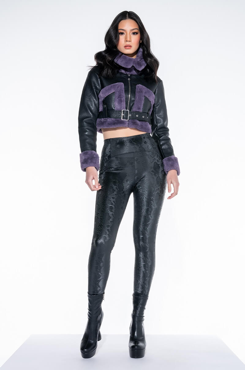 AZALEA WANG PALOMA BONDED FUR PU JACKET