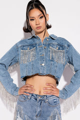 AZALEA WANG JULES DENIM WITH RHINESTONES