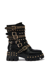 AZALEA WANG WINOLA BLACK BELTED BOOTIE