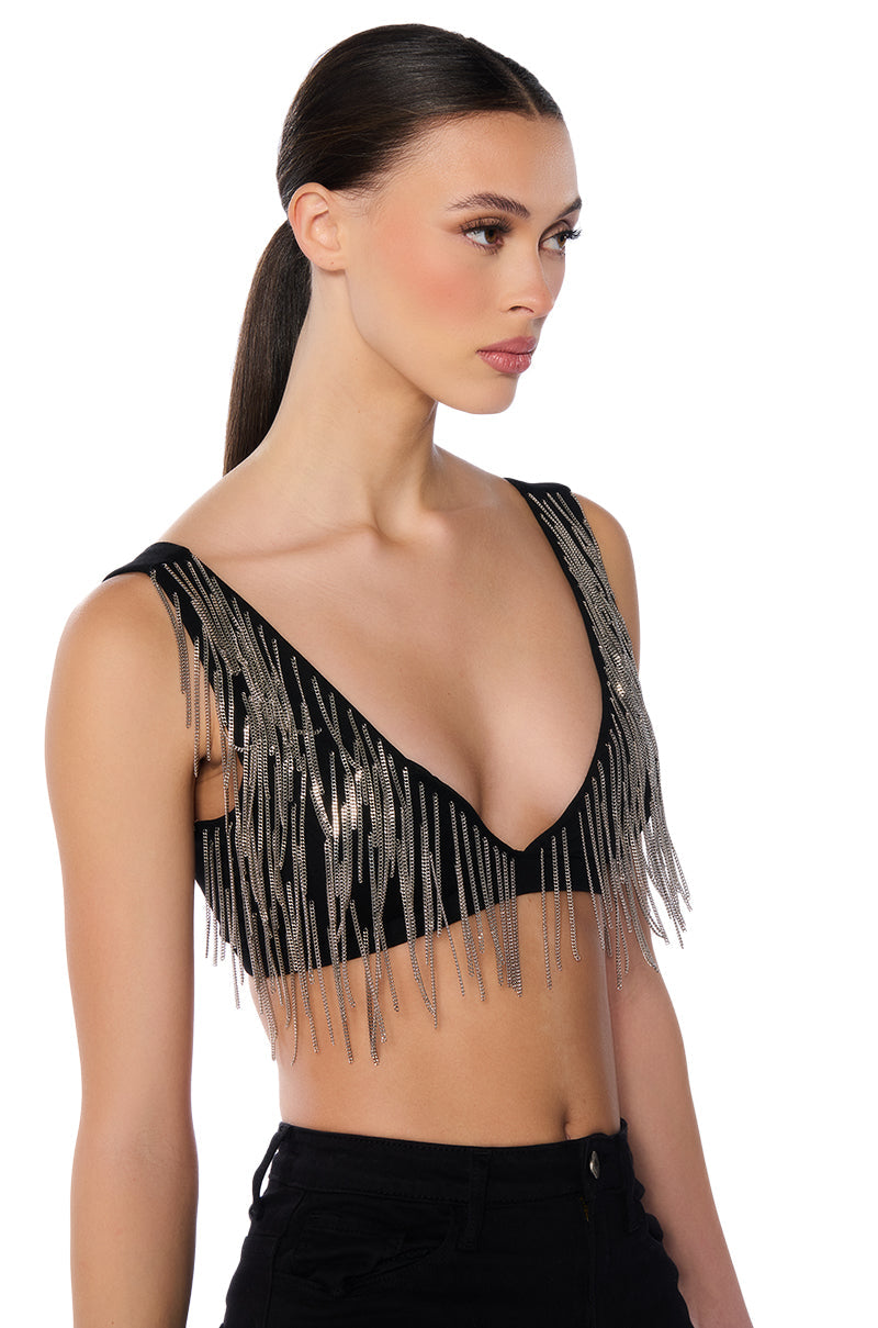 BEAUTIFUL LIGHTS CHAIN FRINGE BRA TOP