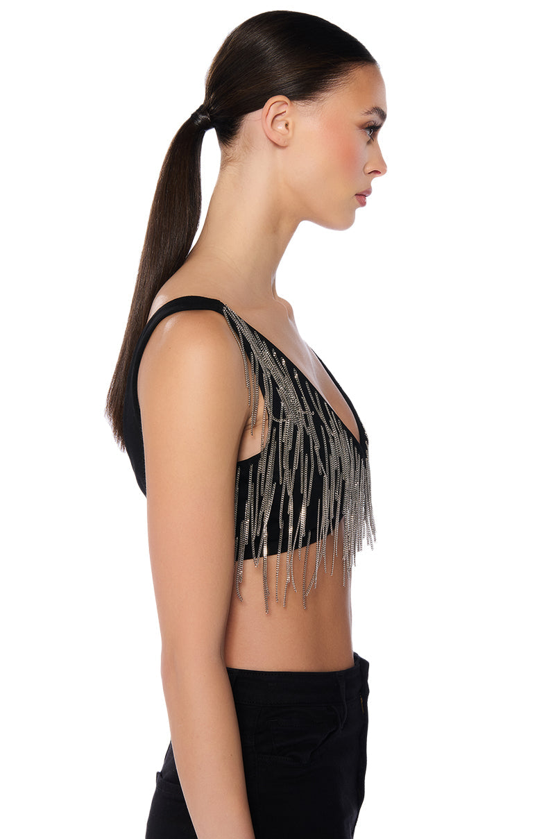 BEAUTIFUL LIGHTS CHAIN FRINGE BRA TOP