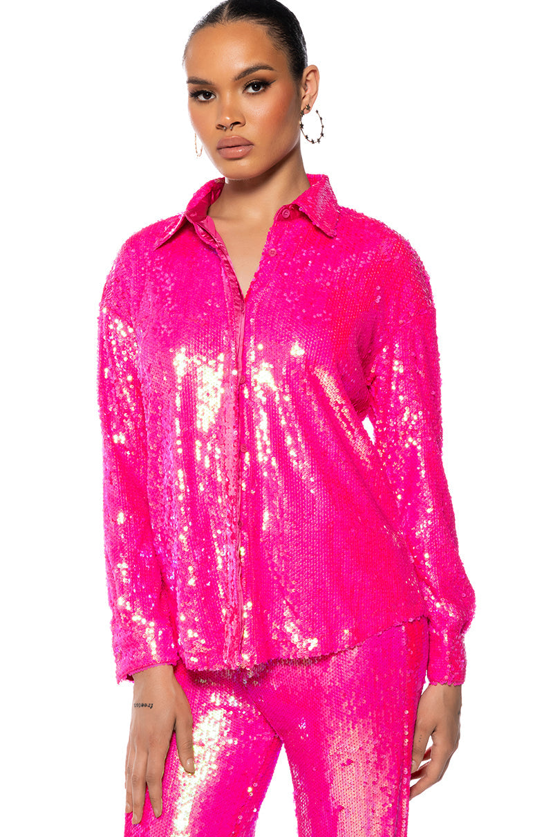BRIGHT BRIGHT PINK SEQUIN SHIRT