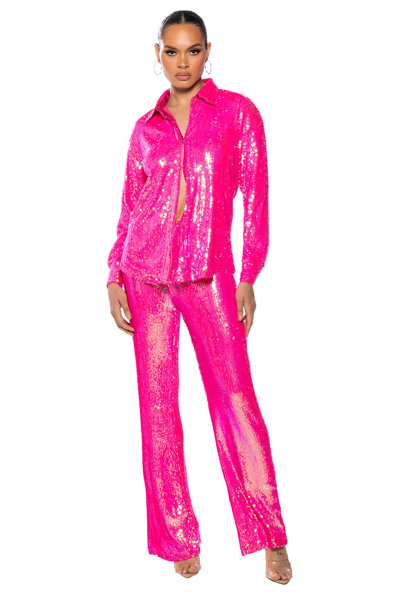BRIGHT BRIGHT PINK SEQUIN SHIRT