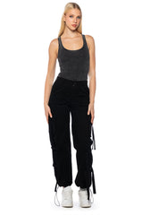 BROOKLYN MINERAL WASH SCOOP NECK BODYSUIT IN GREY