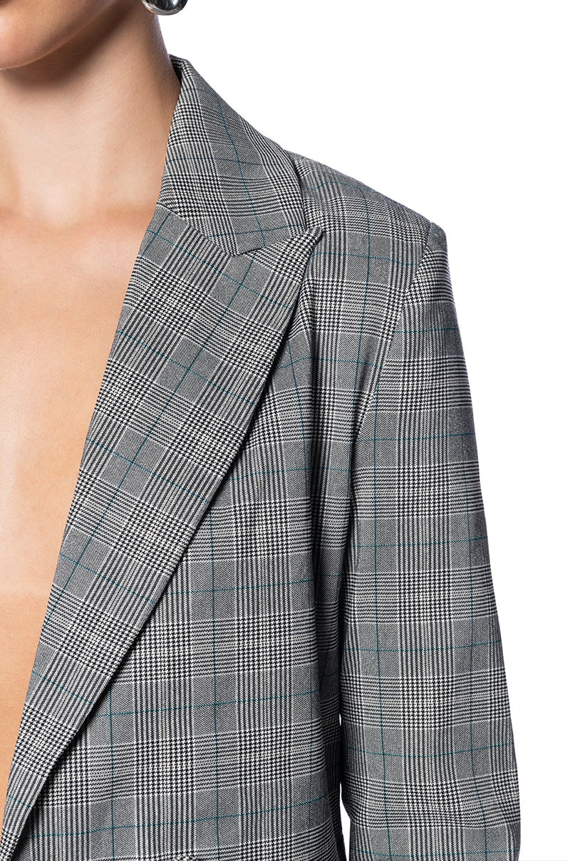 CERISE PLAID BLAZER