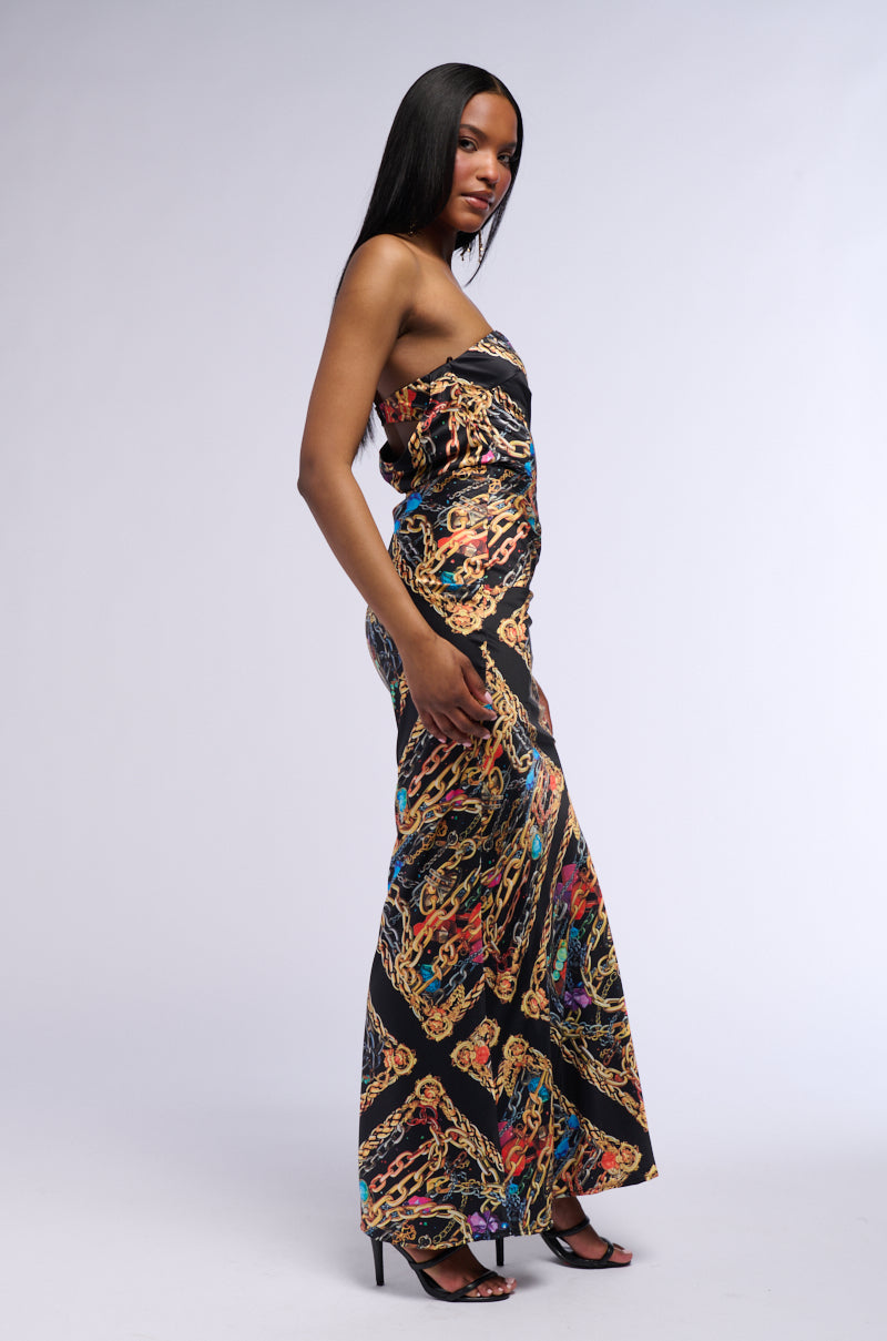 CHAINMAIL SATIN MAXI DRESS