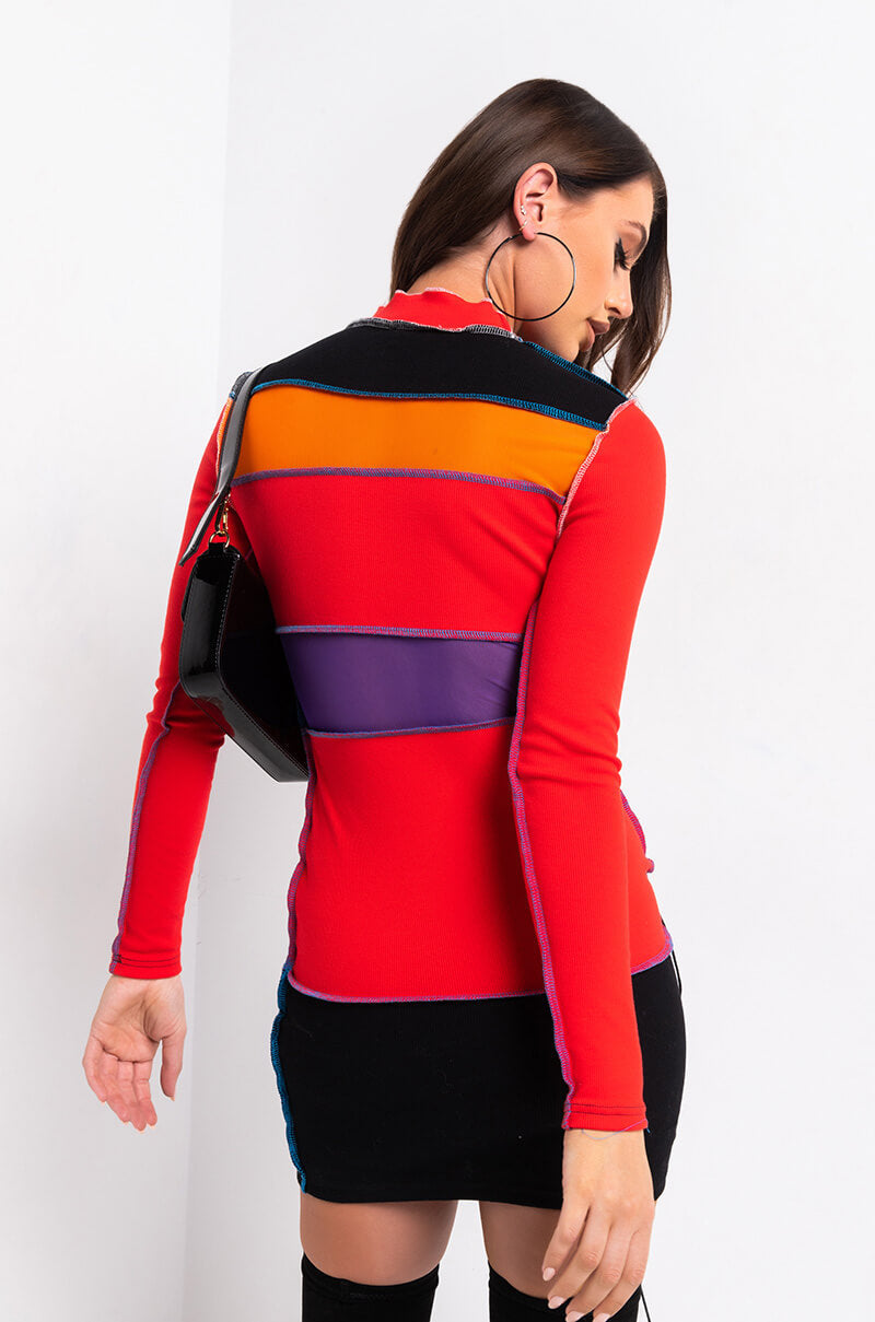 CUT- IT- OUT SAFETY PIN DETAIL LONG SLEEVE MINI DRESS