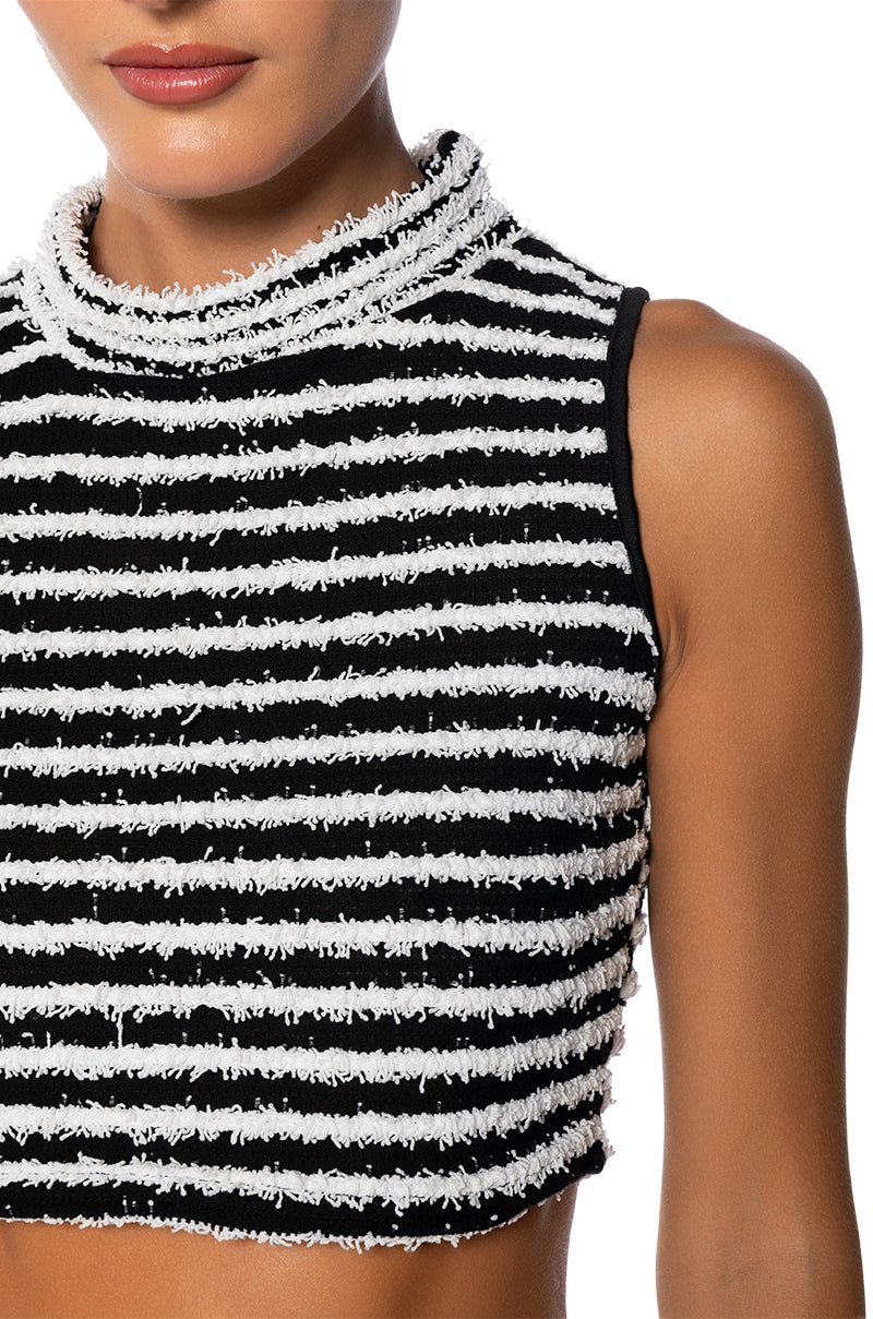 CUT HIM OFF STRIPED TANK TOP