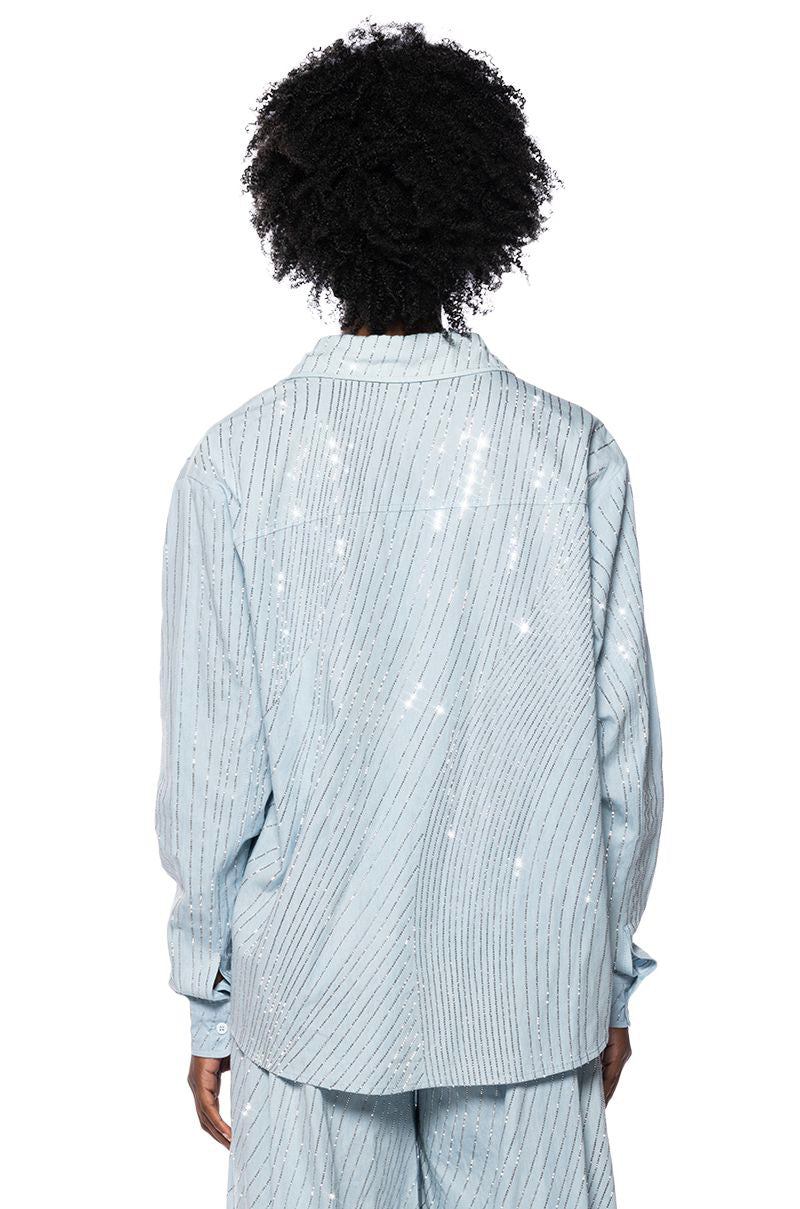 DENIMANIA RHINESTONE BUTTON DOWN