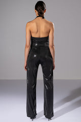 DO BETTER METALLIC COWL NECK JUMPSUIT