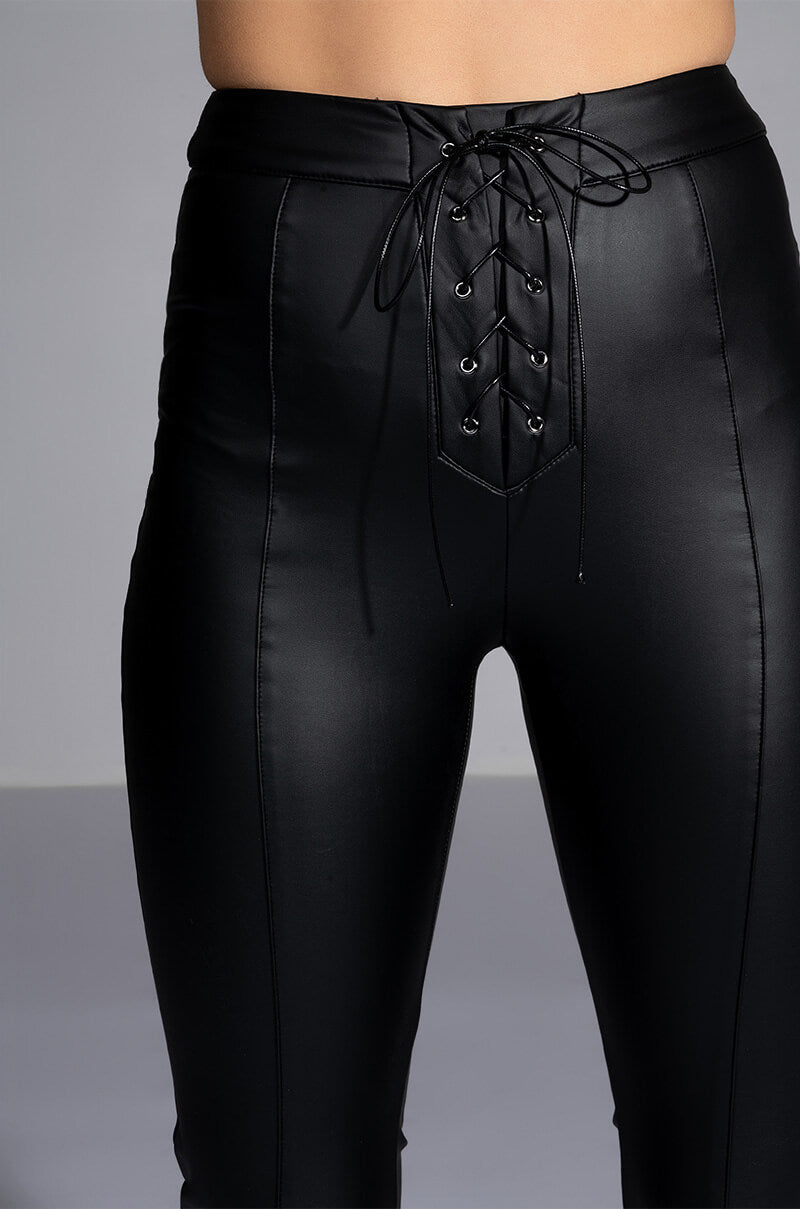 BONNIE FAUX LEATHER LACE UP PANT