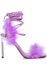AZALEA WANG AMEILIA FUR STILETTO SANDAL IN PURPLE